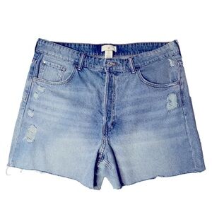 H&M Light Blue Distressed Jean Shorts